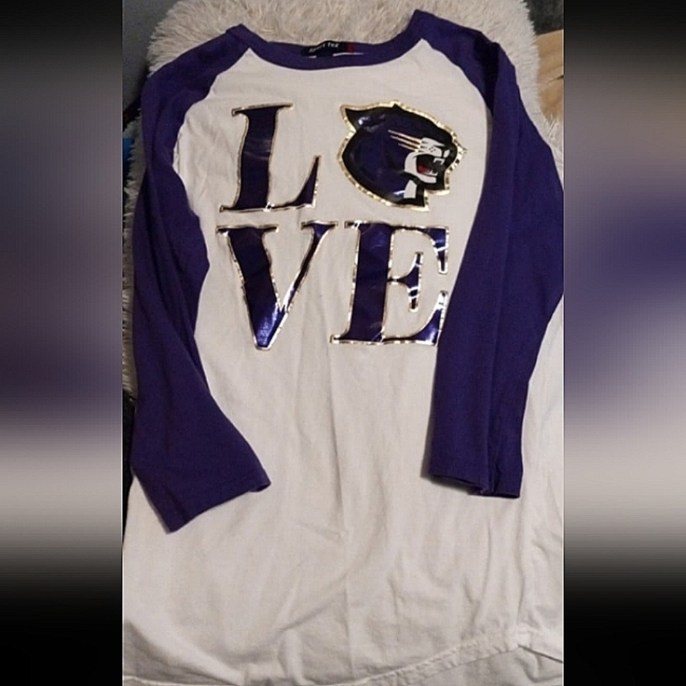 Purple and White Women's Raglan Shirt